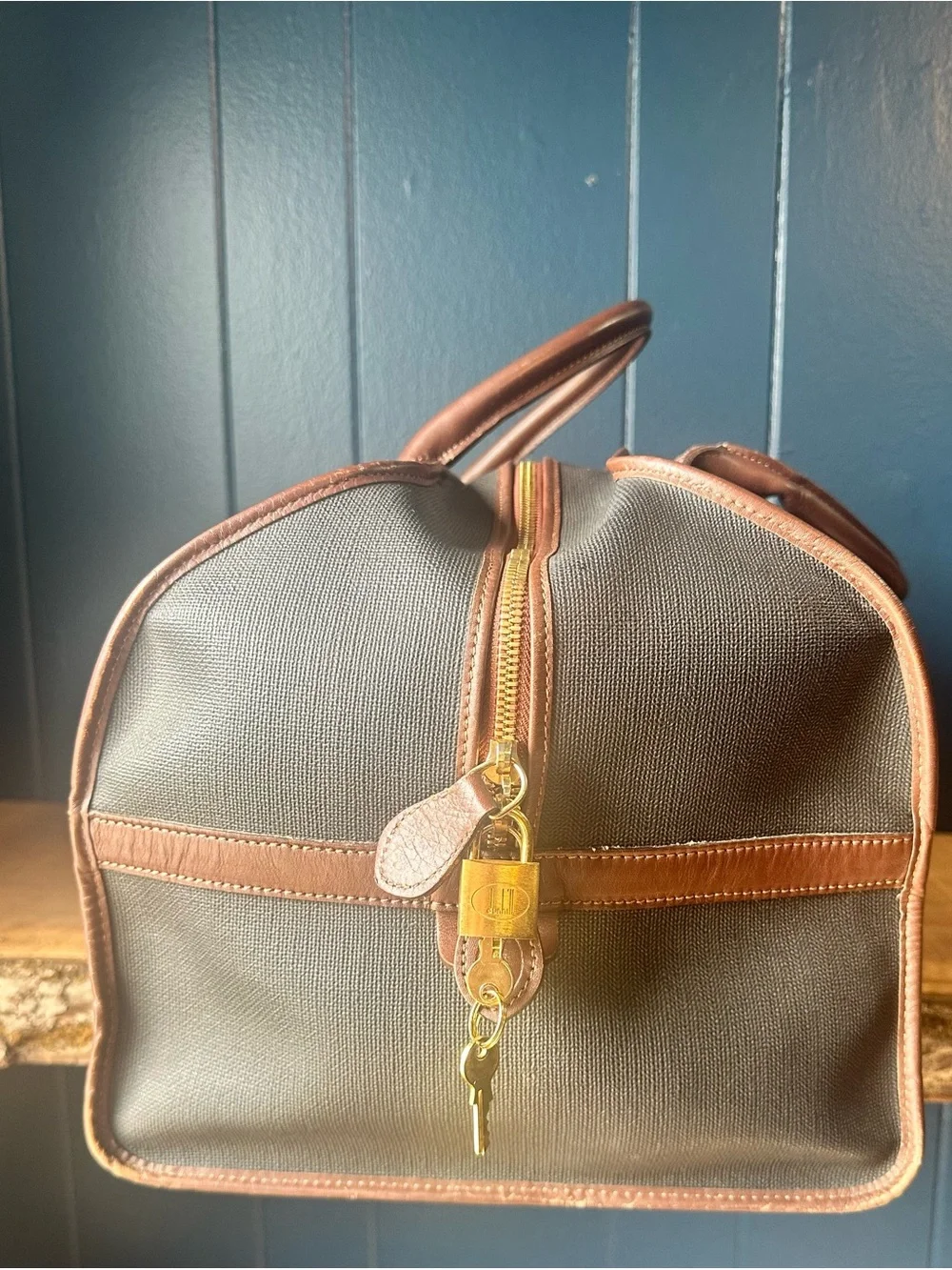 Vintage Dunhill Large Boston Duffle Travel Bag W Lock & Keys Luggage Tag England